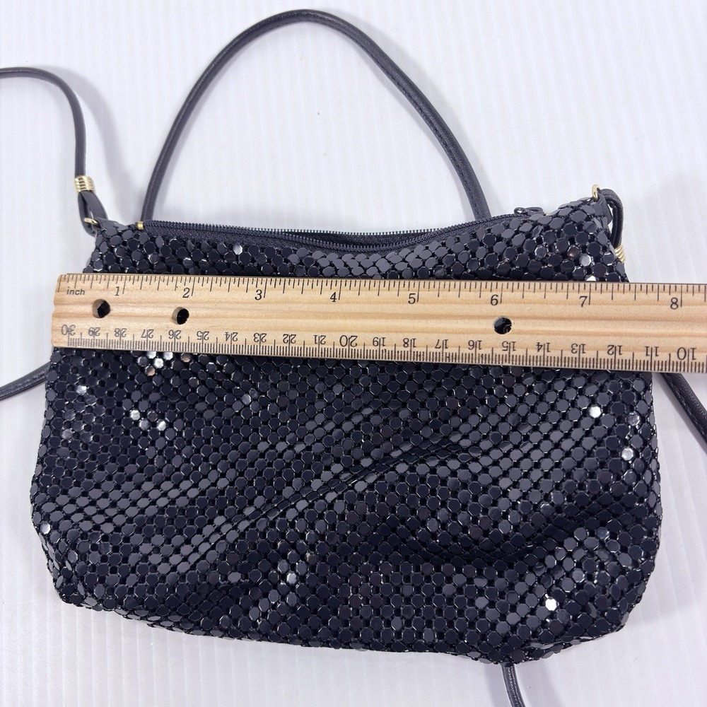 Vintage Whiting Davis Purse Black metal Mesh Flapper Bag - Picture 7 of 10
